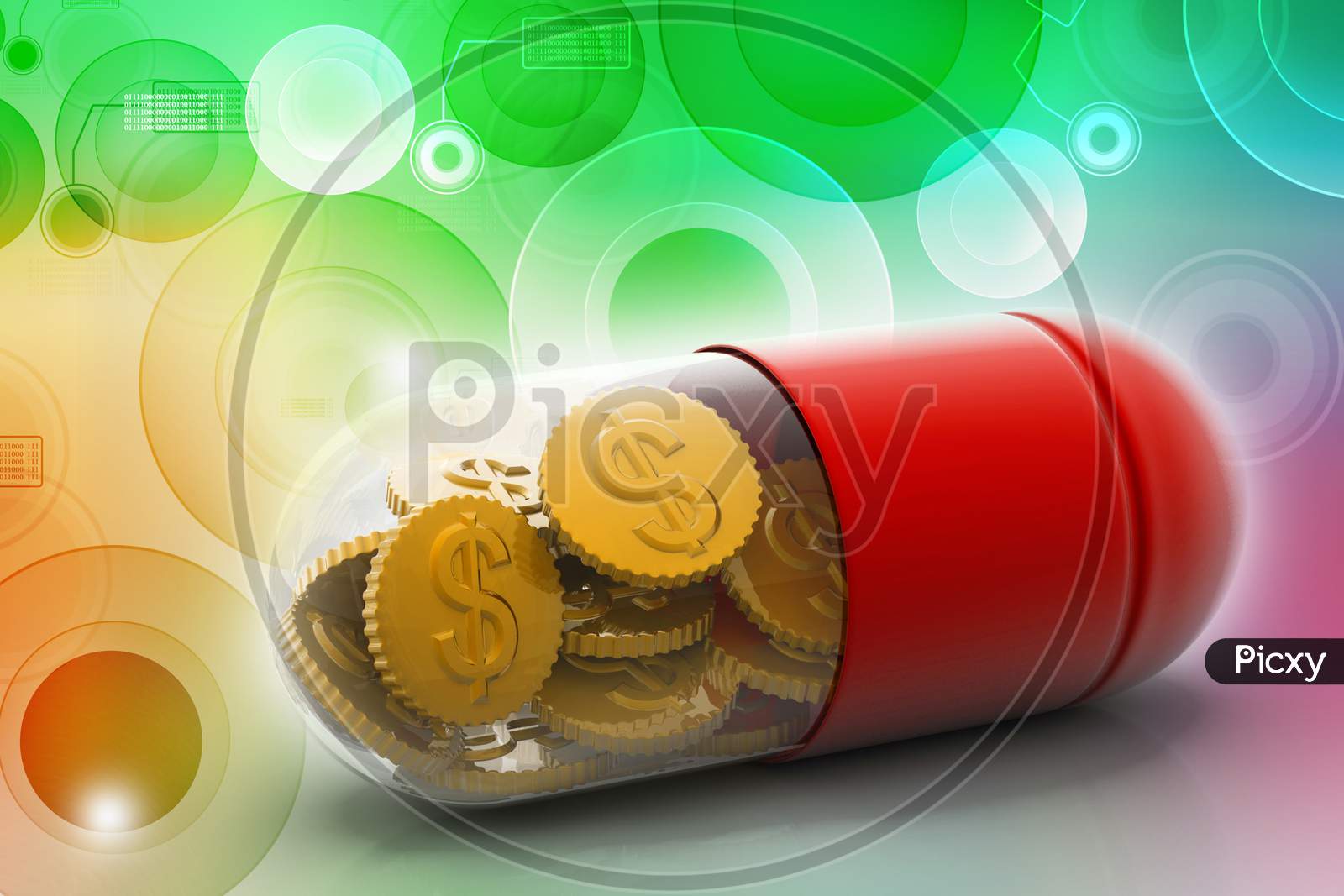 Pill or Tablet with Currency Coin Inside