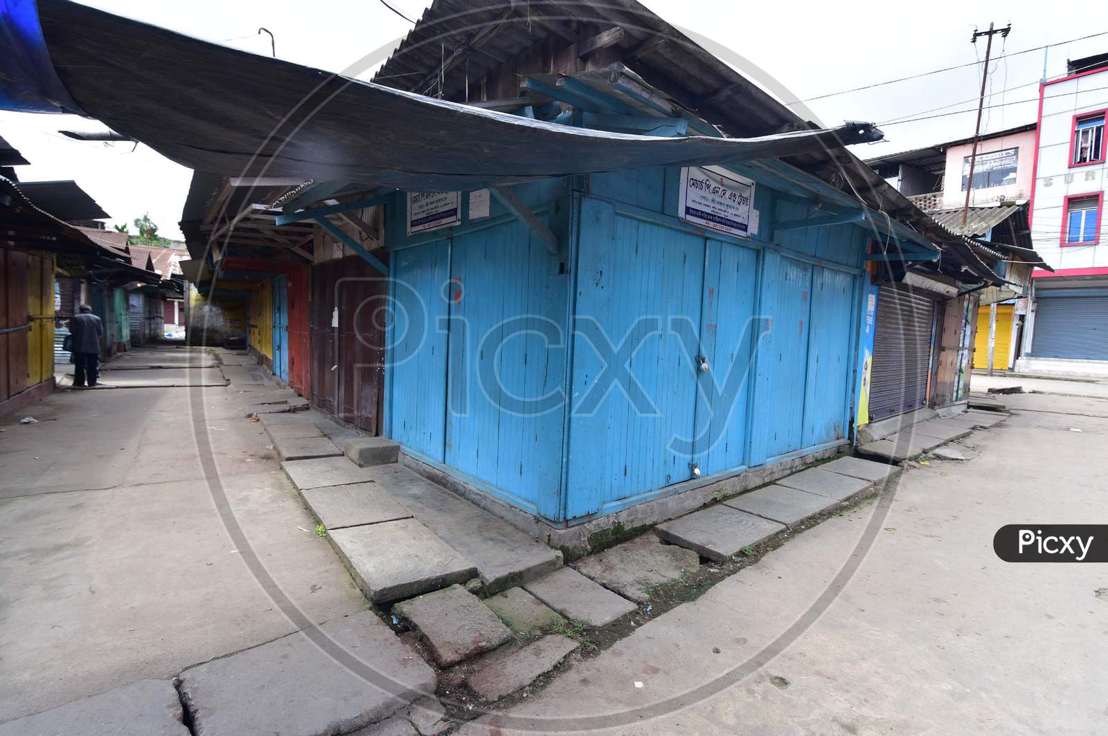 Markets are left empty as the government imposes lockdown to curb the spread of Coronavirus in Nagaon, Assam on July 05, 2020.