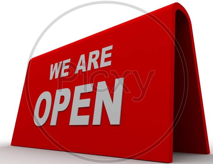 We Are Open Board on a White Background