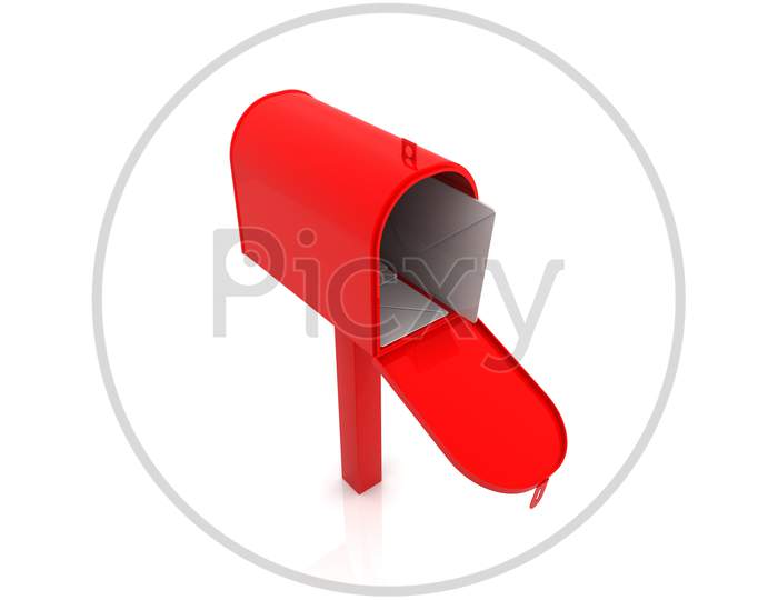 A Mail Box on  White Background