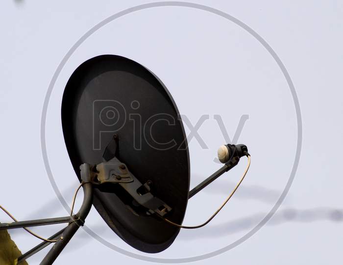 Installed Satellite dish or DTH or Direct to home tv on the roof
