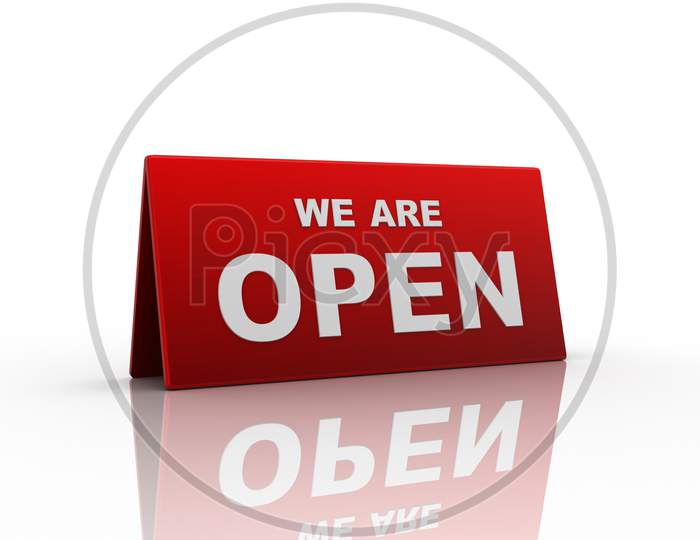 We Are Open Board on White Background