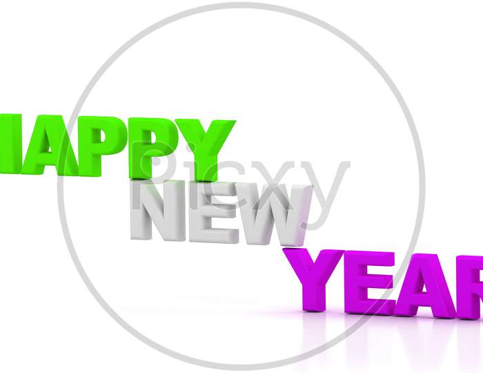 HAPPY NEW YEAR Text on White Background