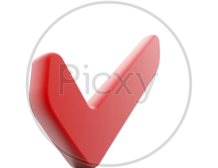 A Red Ticked Mark Isolated with White Background