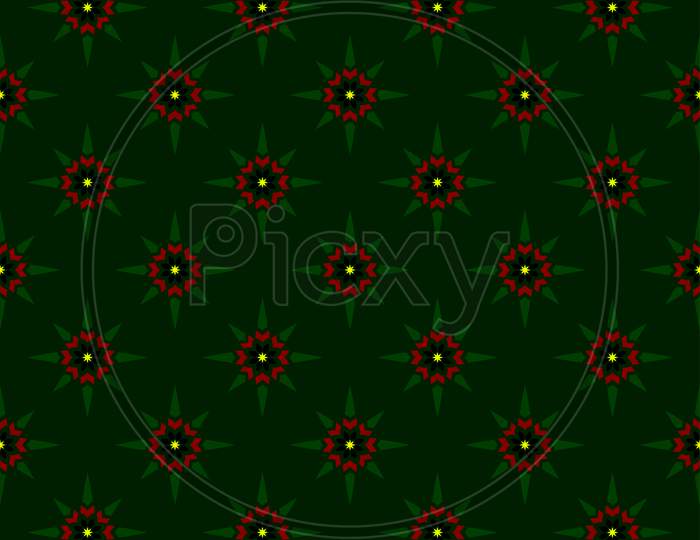Repeating Stars Pattern On Green Background. Modern Stylish Texture.
