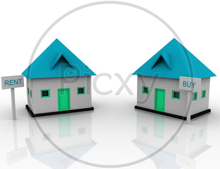 Couple of Houses Isolated with White Background