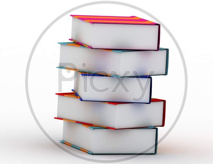 A Set of Books with White Background