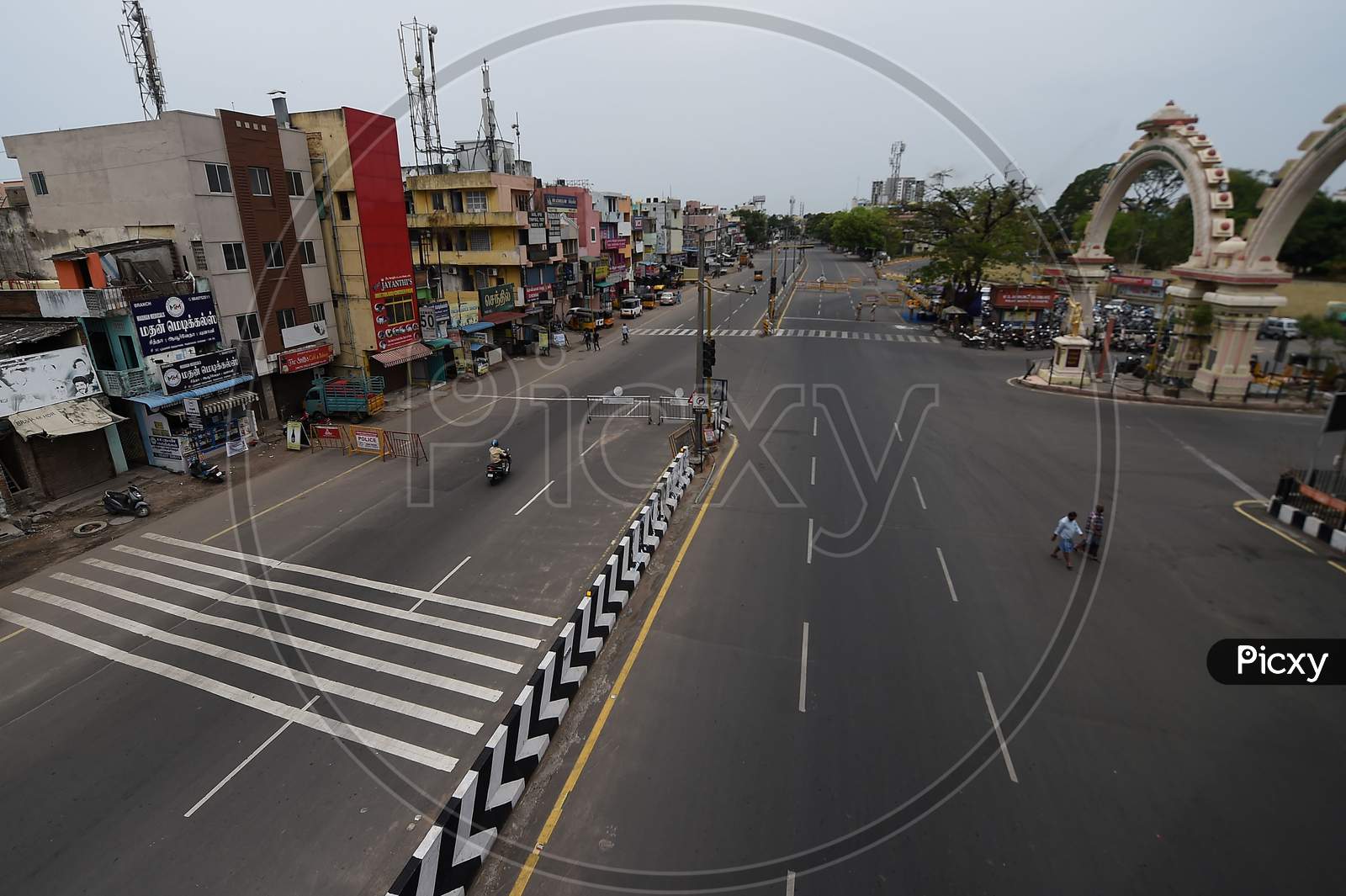 A deserted road during the lockdown in Chennai on July 07, 2020.