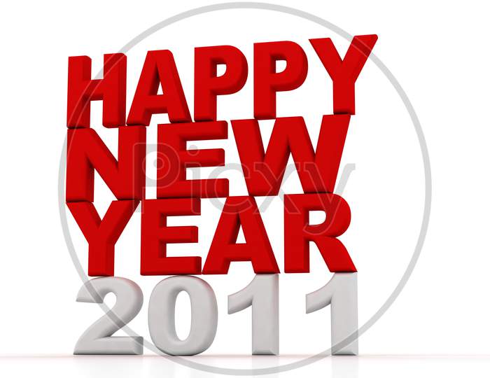 Happy New Year 2011 Text on White Background