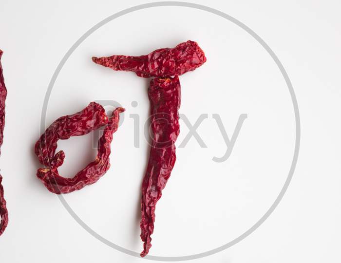 Indian Red Chilies in a pattern in food photography.