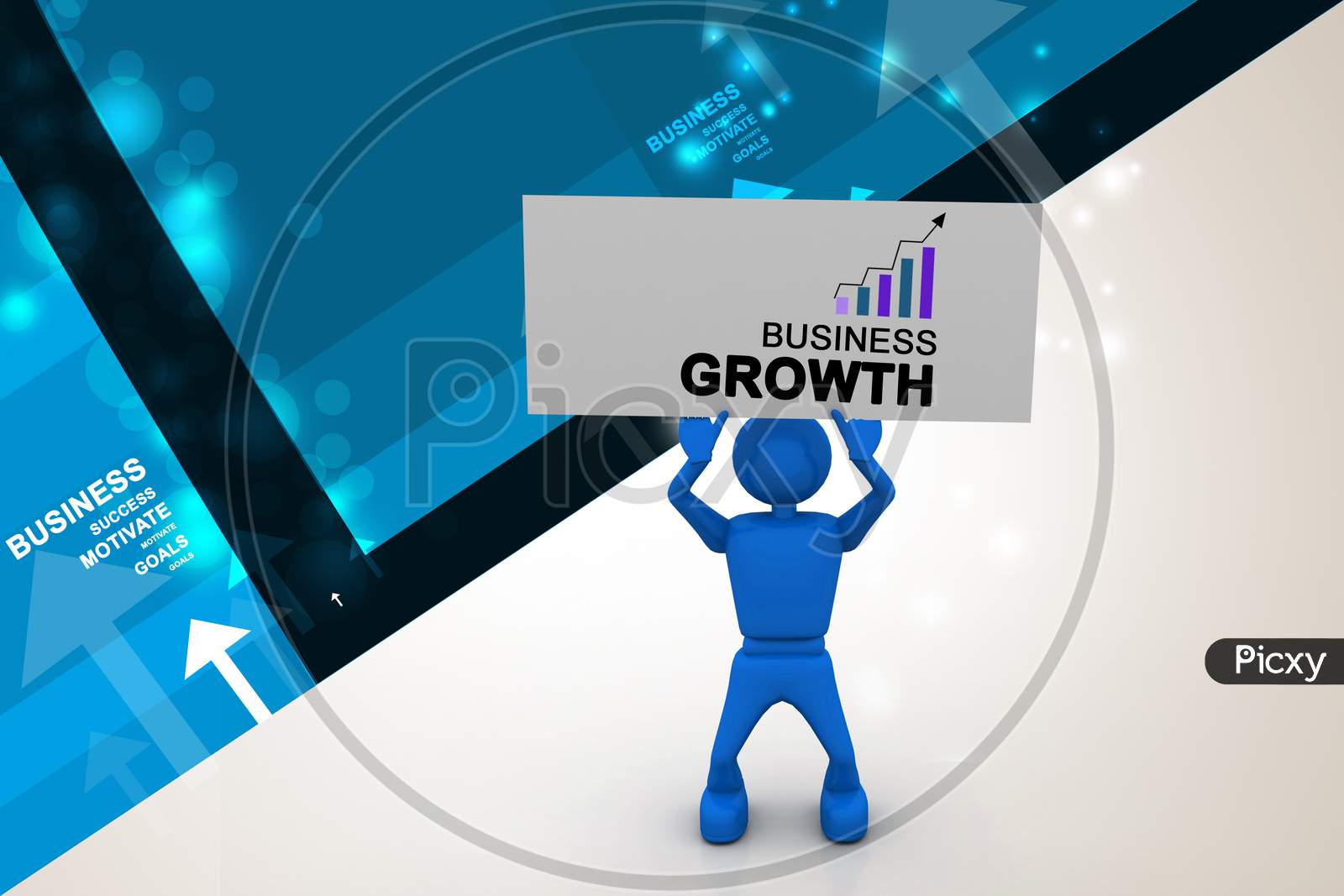 A 3D Man holding Business Growth Chart