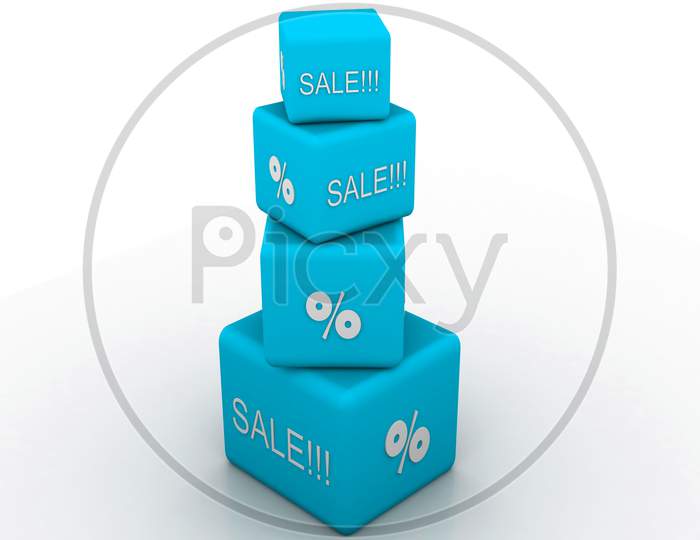 Sale Texted Blocks on White Background