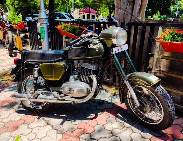 A vintage Yezdi motorcycle.