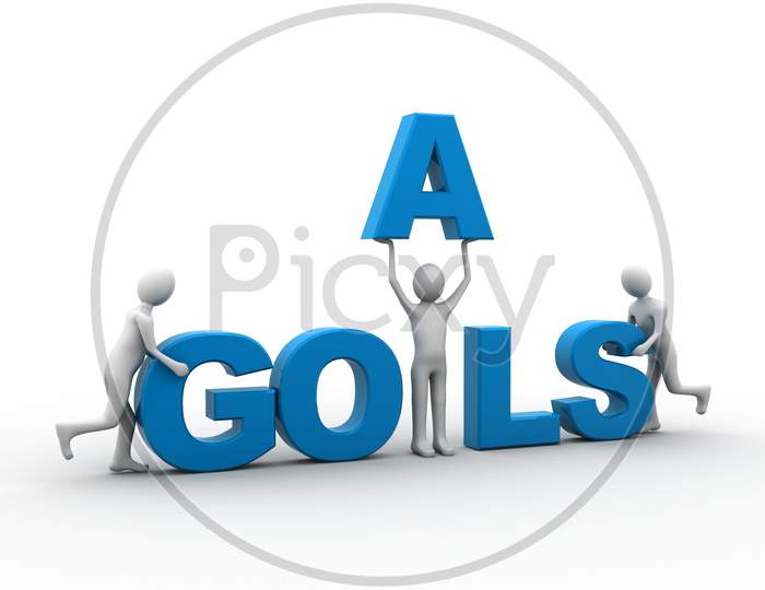Concept of People Holding GOALS Text