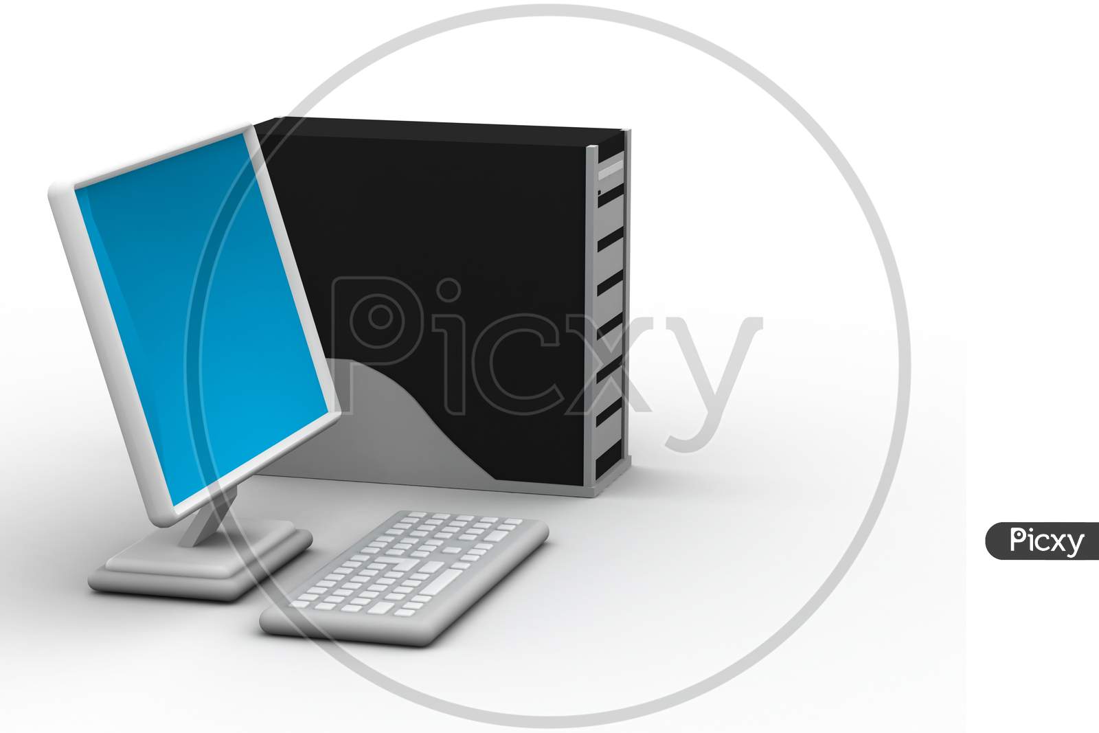 A Computer Isolated with White Background