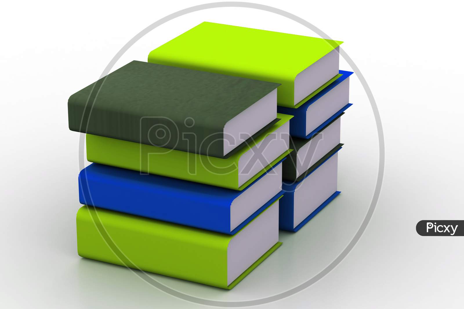Two sets of Books on White Background