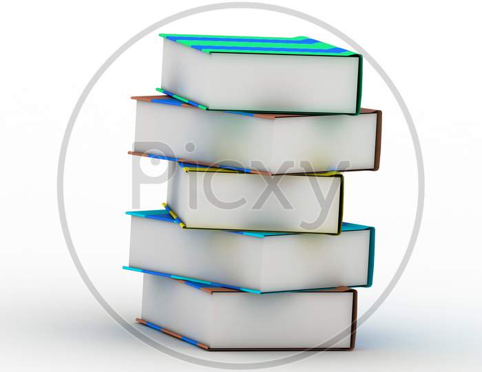 Set of Books on White Background