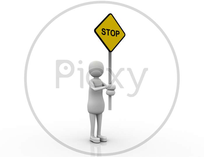 Concept of Person Holding Stop Board