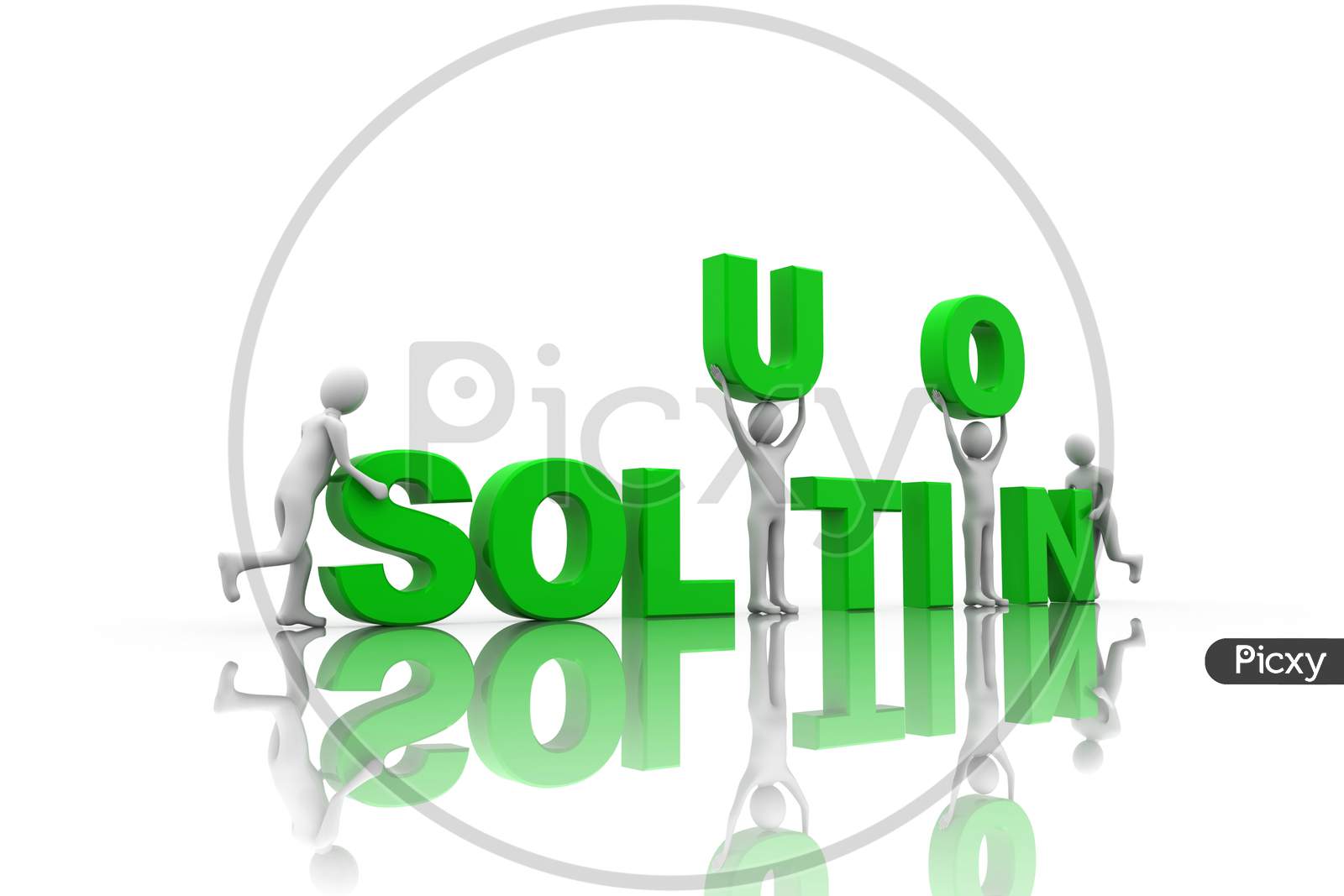 People Holding Solution Text