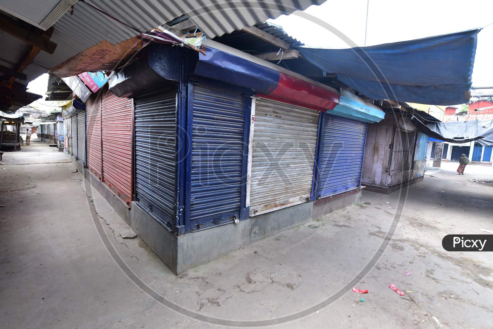 Markets are left empty as the government imposes lockdown to curb the spread of Coronavirus in Nagaon, Assam on July 05, 2020.