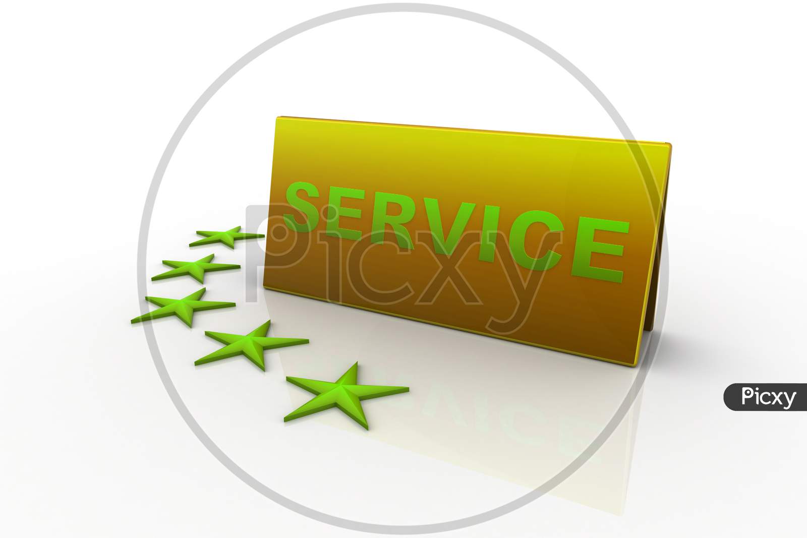 Concept of 5 Star Service Board on White Background