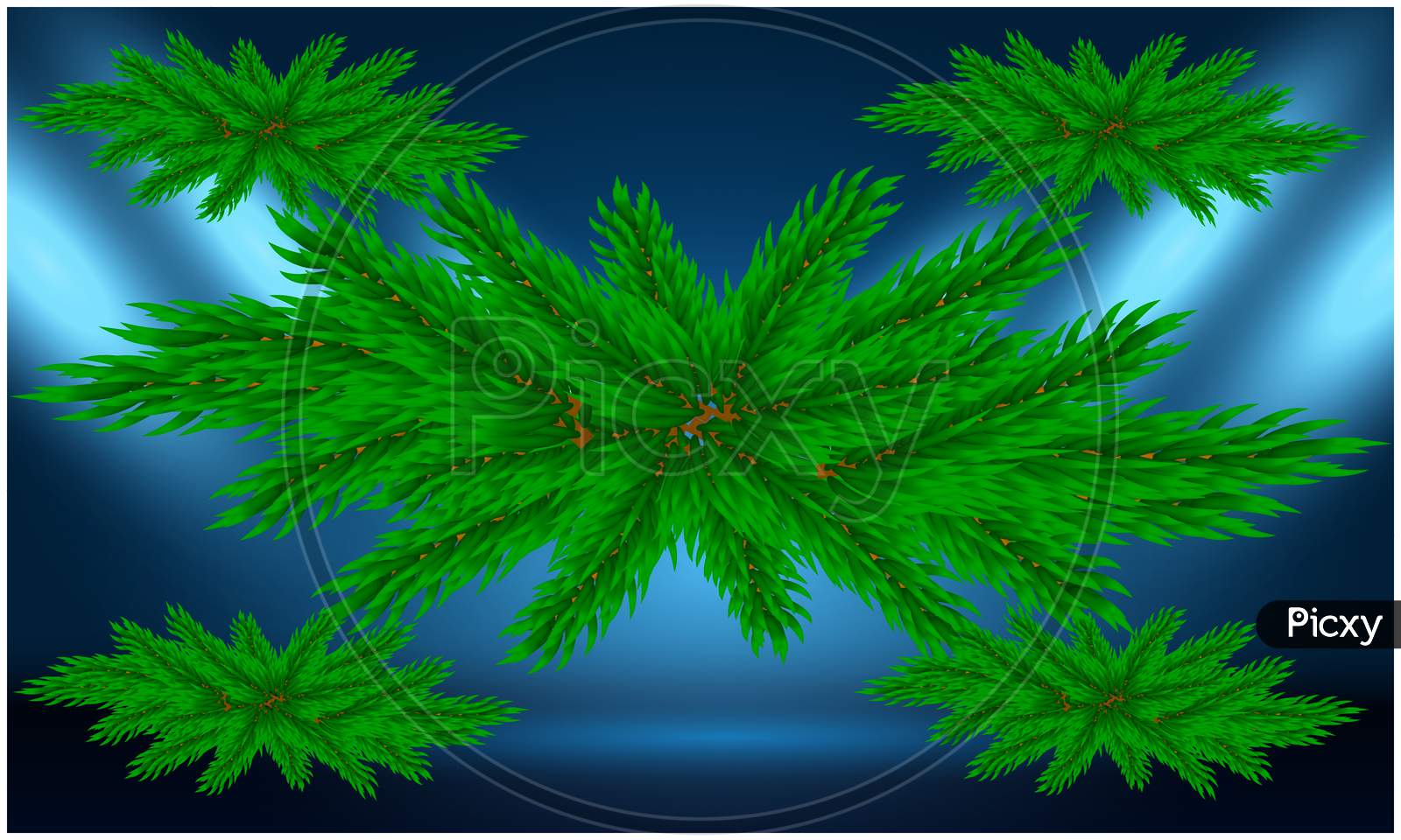 Abstract Design Of Christmas Leaves On Dark Background