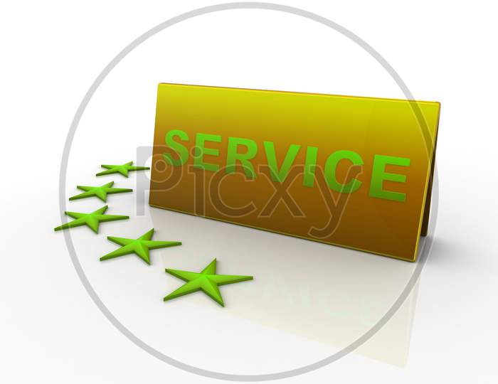 Concept of 5 Star Service Board on White Background