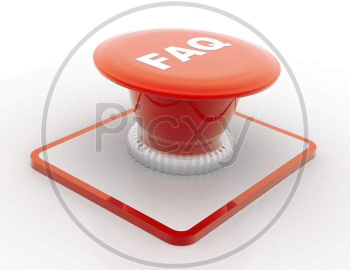 FAQ Button Isolated with White Background