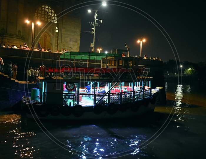 Boat Standing Near Mumbai Port With Beautiful Lights
