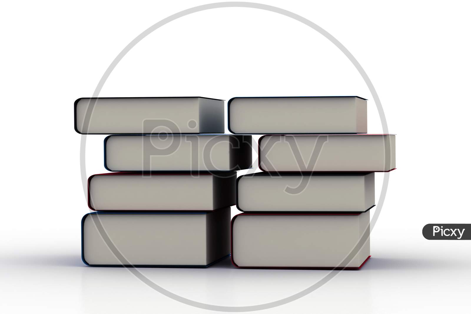 Two Sets of Books on White Background