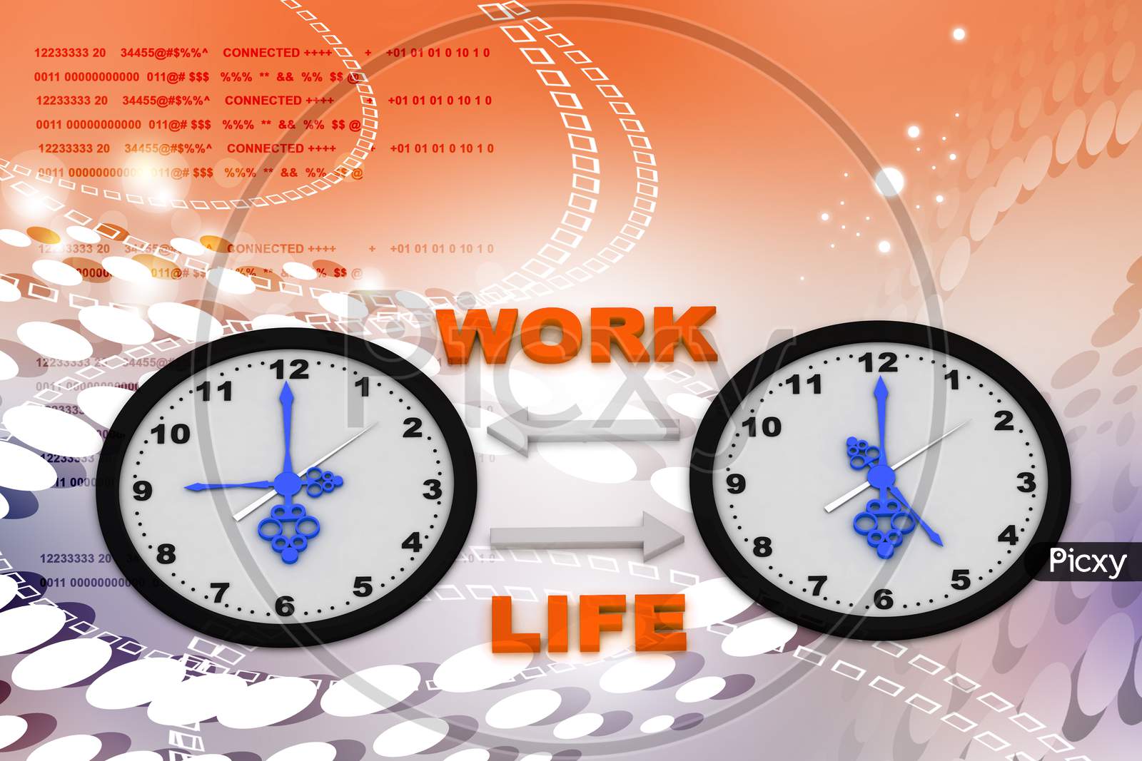 Clocks with Work and Life texts