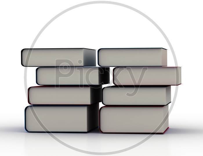 Two Sets of Books on White Background