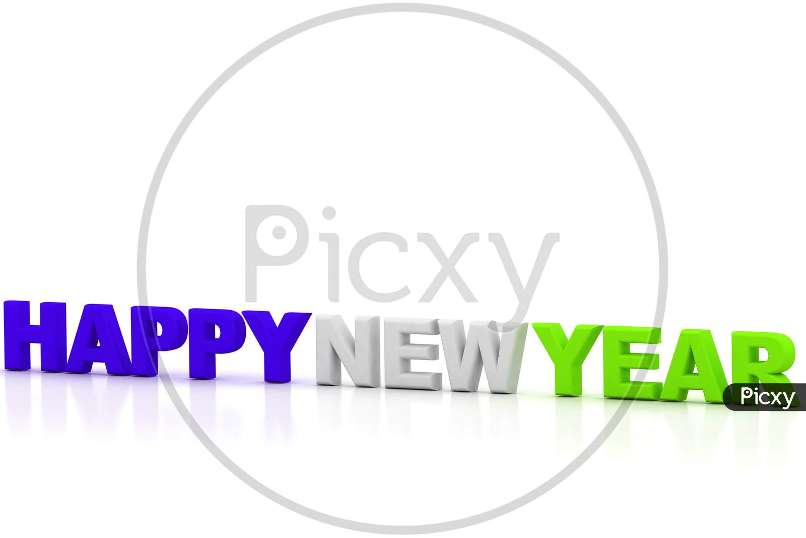 Happy New Year Text on White Background