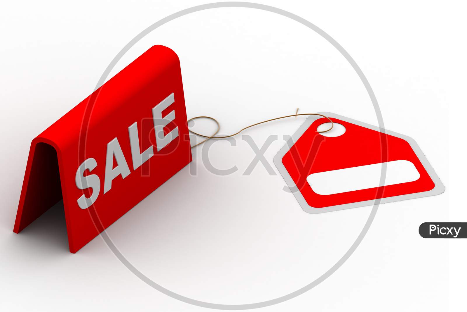 Sale Board With Tag on White Background