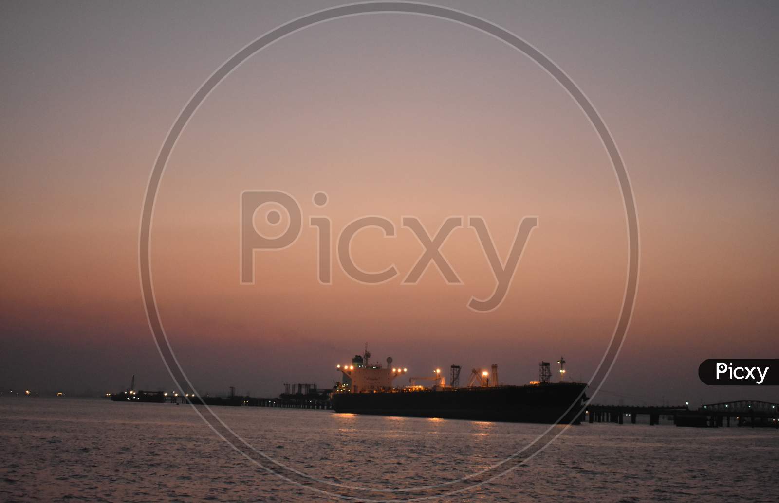 Image Of A Merchant Ship Standing Far Away Near Mumbai