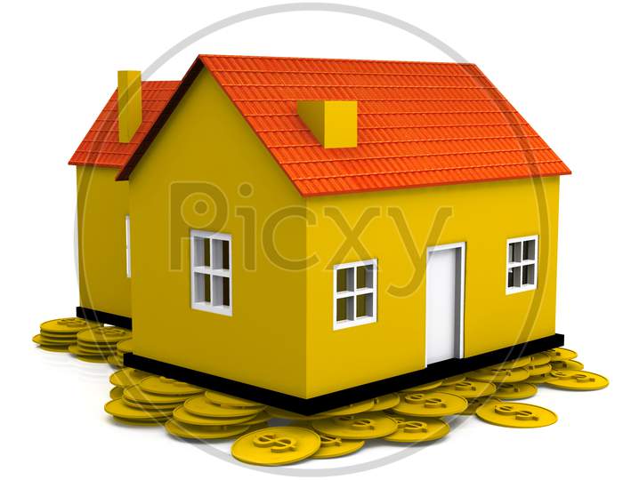Houses on Dollar Currency Coins