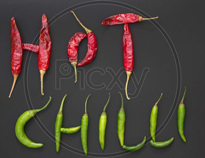 Indian Chilies in a pattern in food photography.