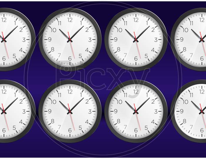 Collection Of World Clock On Abstract Background