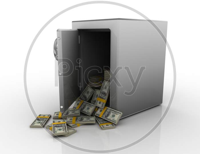 A Locker with Dollar Currency Notes