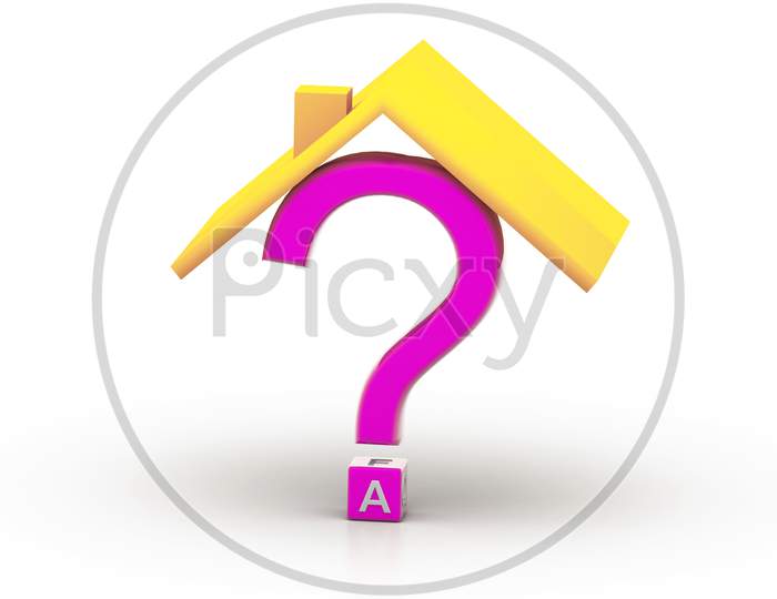 A Question Mark with House roof Top