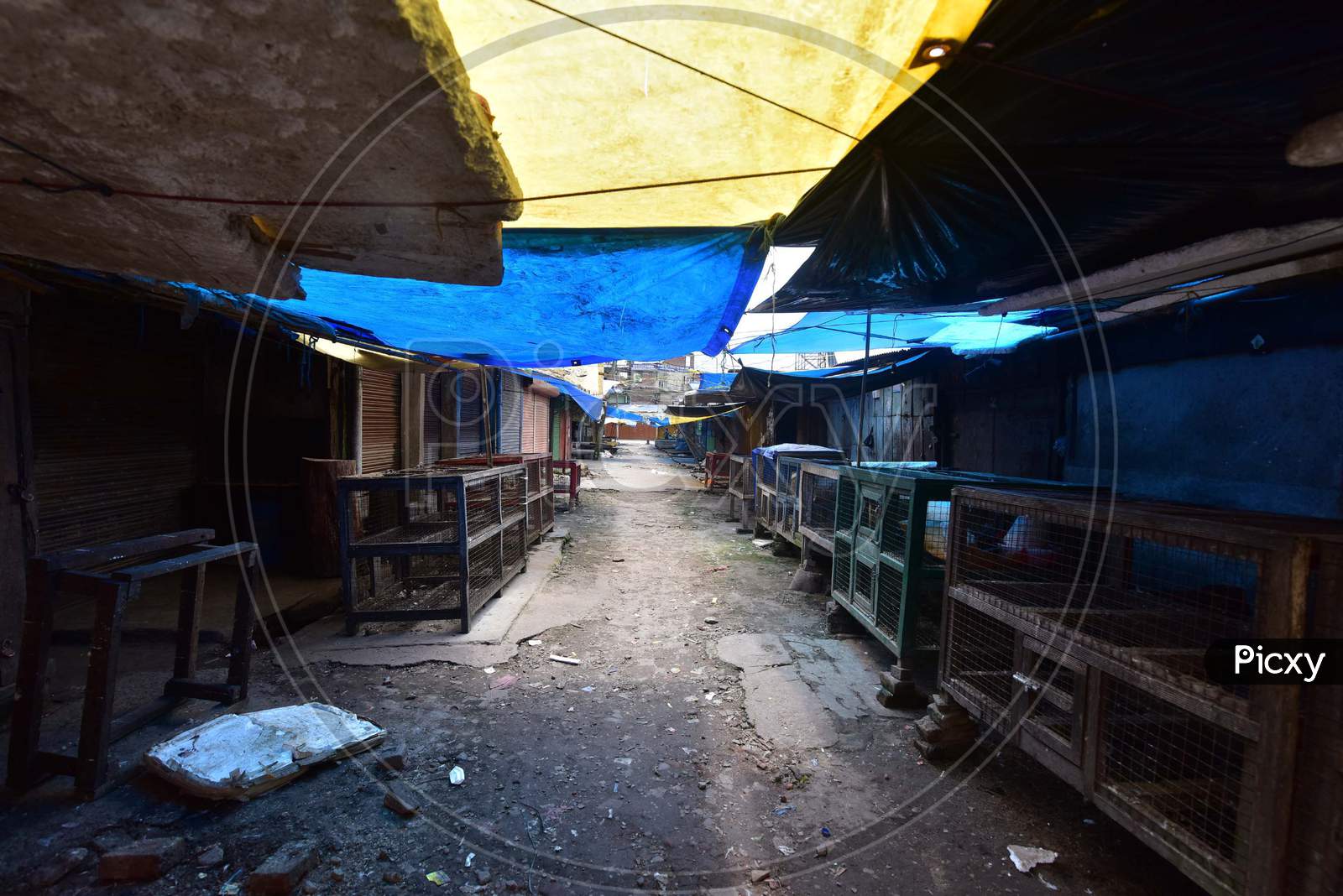 Markets turn empty as the government imposes lockdown to curb the spread of Coronavirus in Nagaon, Assam on July 05, 2020.
