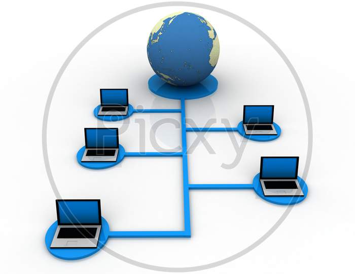 Laptops Connected to A Globe