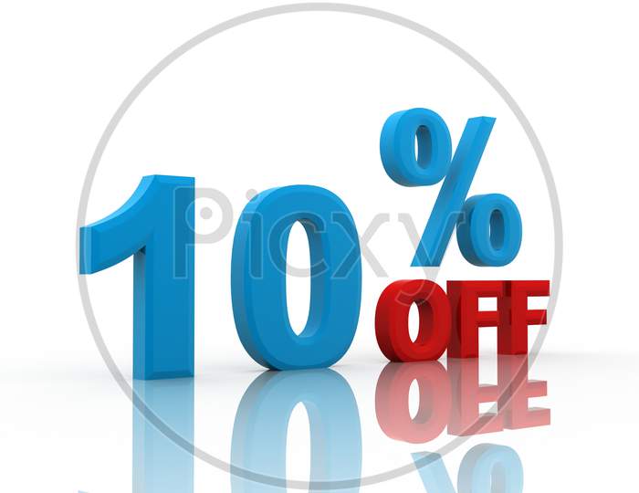 10% OFF Text on White Background