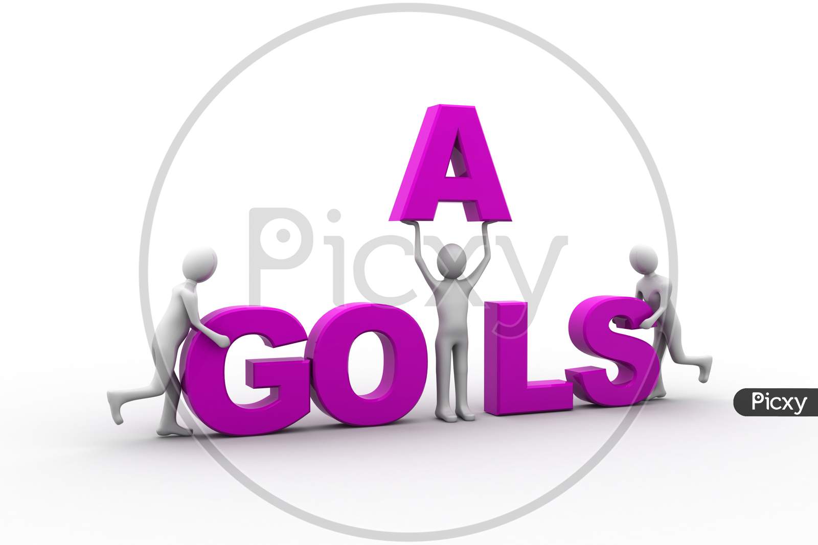 Concept of People Holding GOALS Text