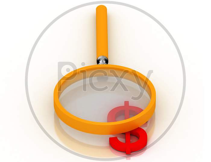 Dollar Currency Symbol with Magnifier