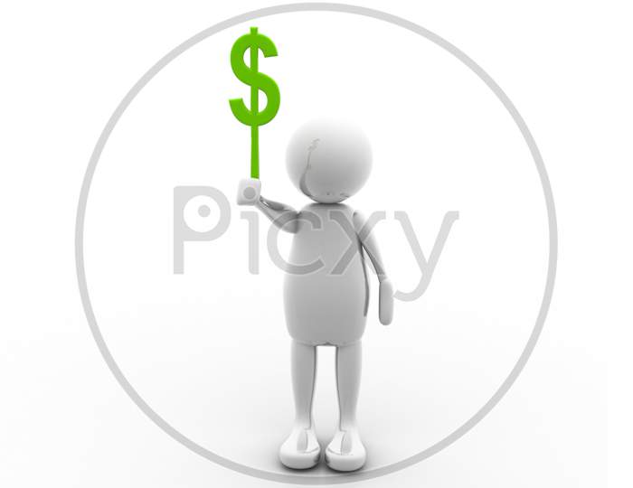A 3D Man with Dollar Currency Symbol