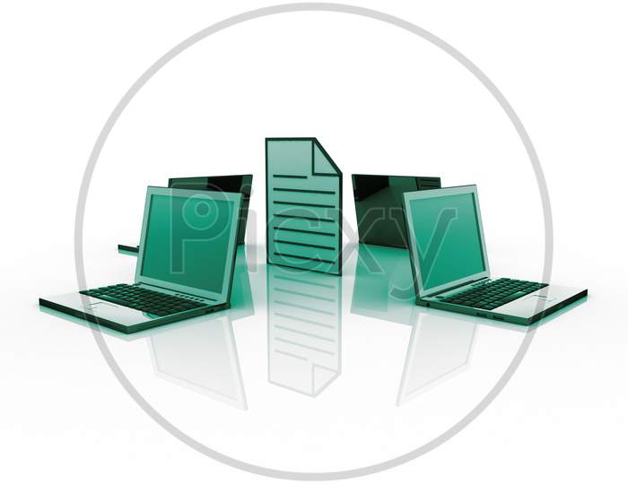 A File surrounded by Couple of Laptops