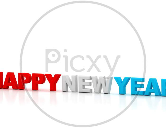 Happy New Year Text on White Background