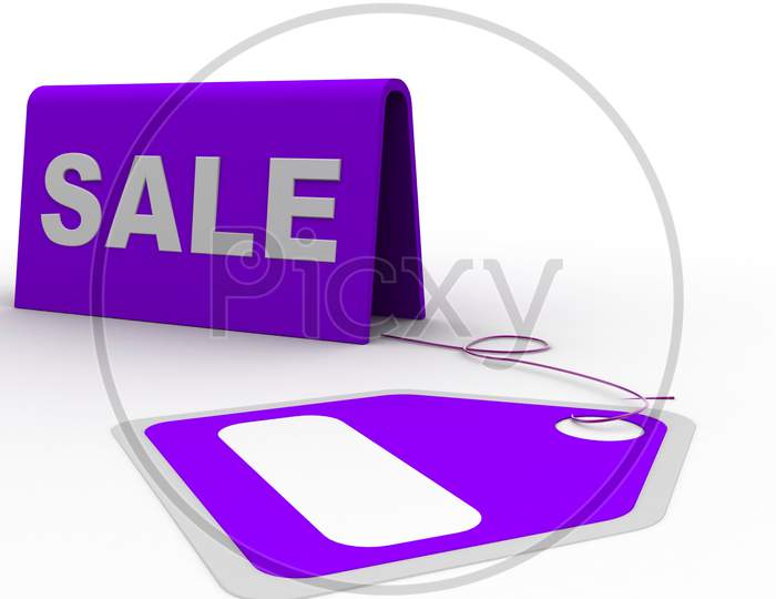 Sale Board on White Background