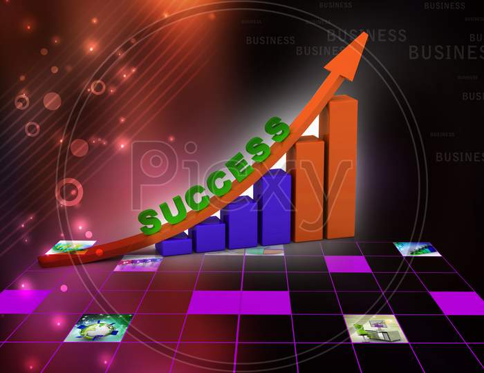 Success Bar Graph with Arrow